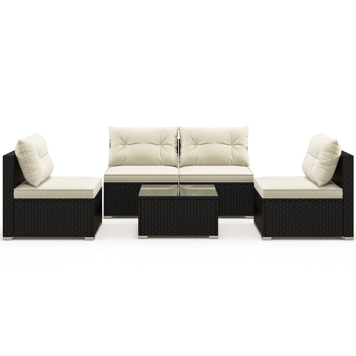 5-Piece Outdoor Patio Furniture Set with Cushions and Coffee Table