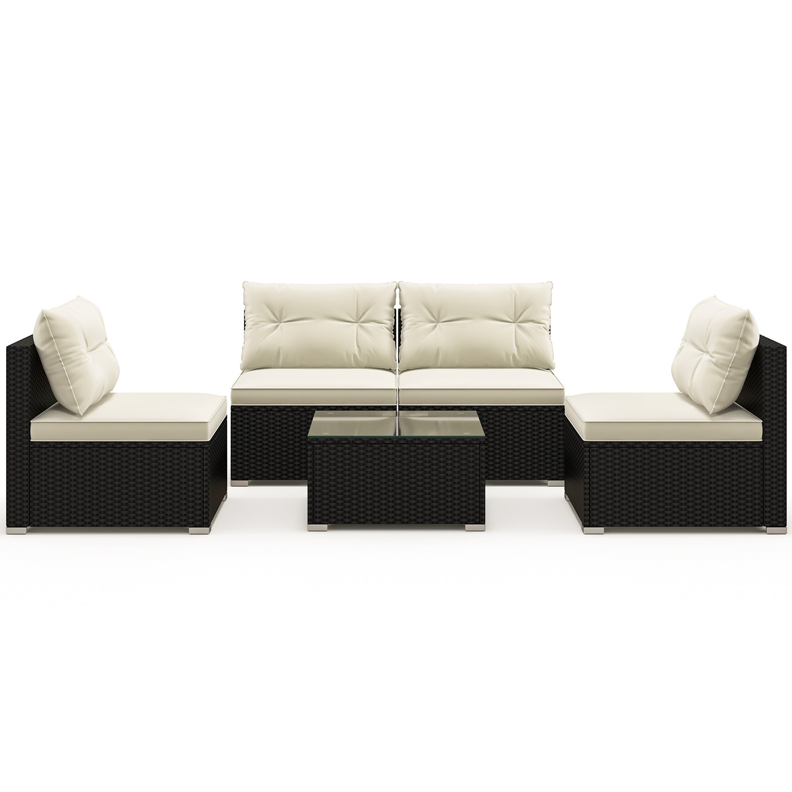 5-Piece Outdoor Patio Furniture Set with Cushions and Coffee Table