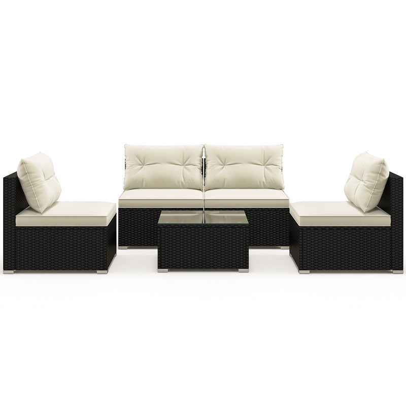 5-Piece Outdoor Patio Furniture Set with Cushions and Coffee Table