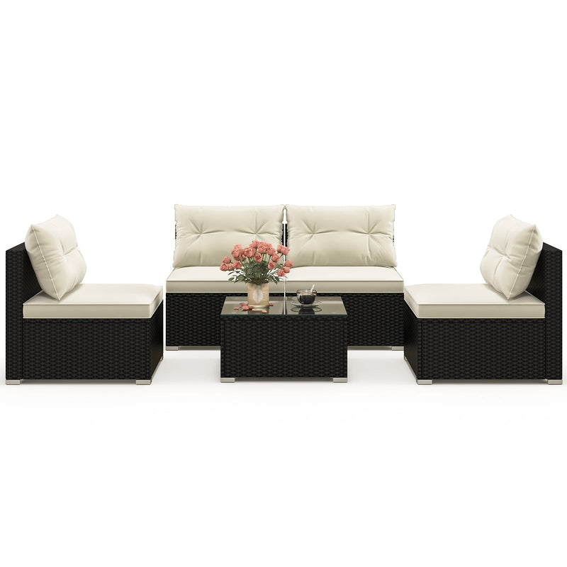 5-Piece Outdoor Patio Furniture Set with Cushions and Coffee Table