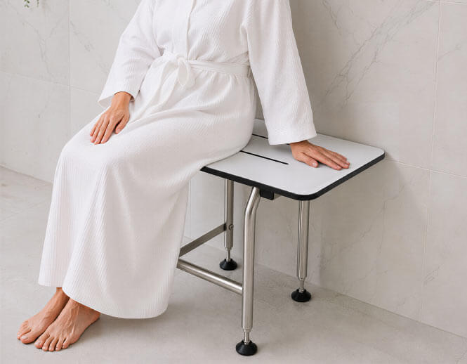 Phenolic Wall Mounted Folding Shower Seat with Legs
