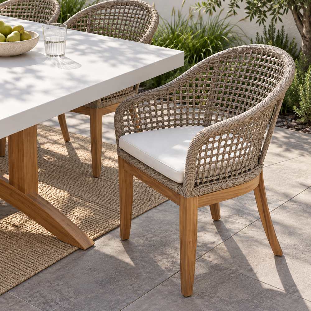 Outdoor 7-Piece Teak Patio Furniture Set with Table and 6 Chairs