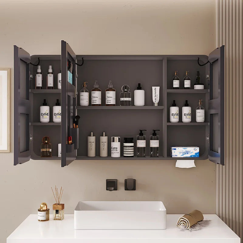 LED Bathroom Mirror Cabinet with Anti-Fog, Dimmable Lighting & Storage