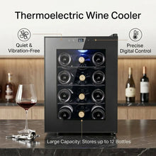 12 Bottle Thermoelectric Wine Cooler, 1.17cu.ft Single Zone Wine
