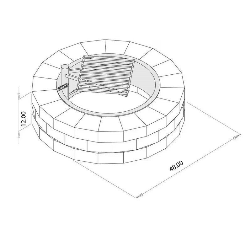 48-Inch Round Concrete Fire Pit Kit with Swivel Cooking Grate