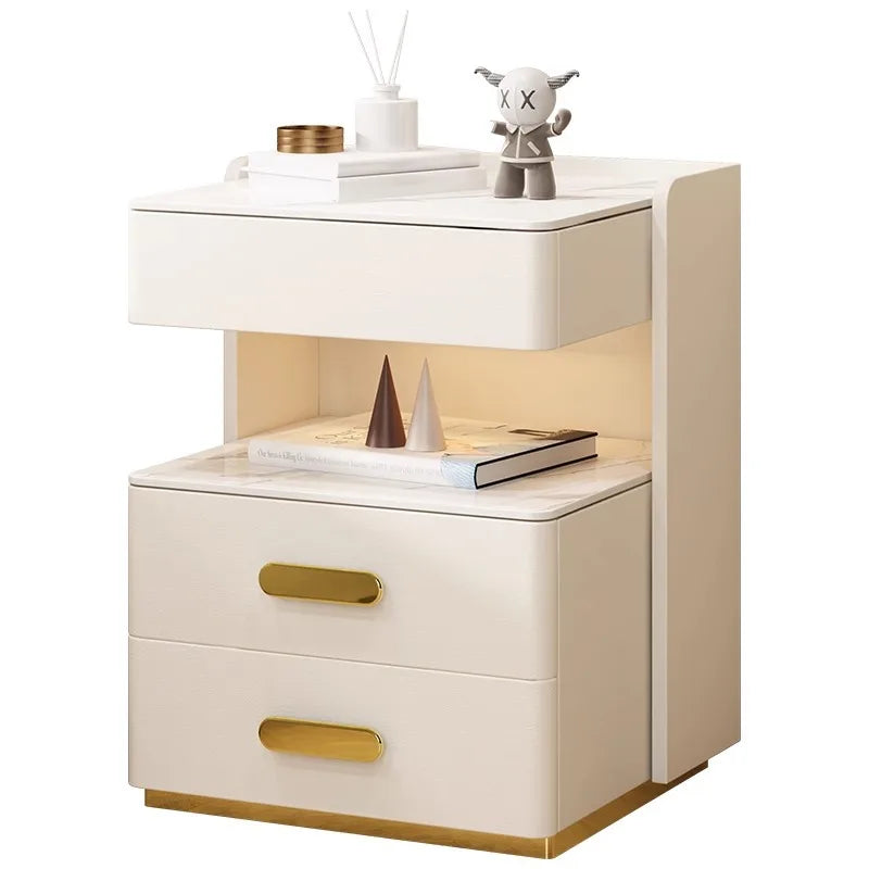 Smart Bedside Table with Sensor Light, Fingerprint Lock, Bluetooth Speaker and Wireless Charging