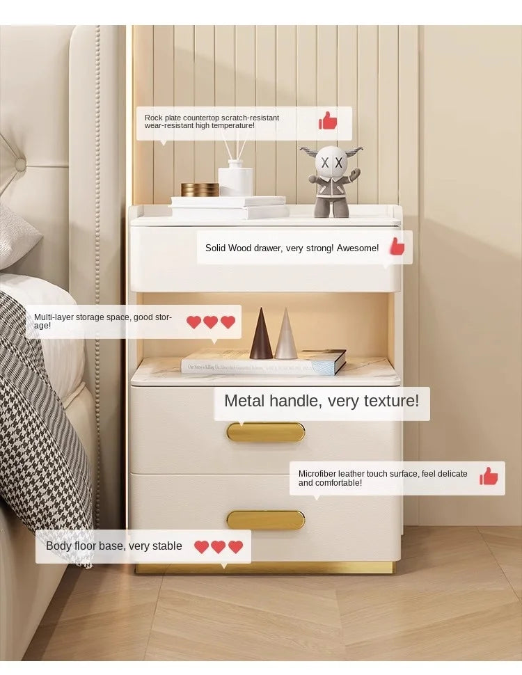 Smart Bedside Table with Sensor Light, Fingerprint Lock, Bluetooth Speaker and Wireless Charging