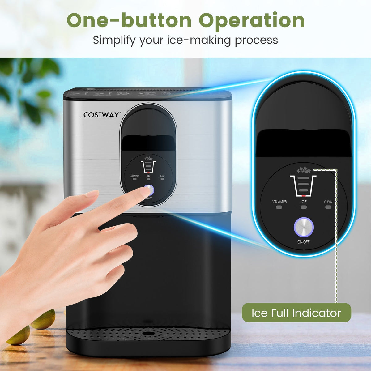 Self Dispensing Nugget Ice Maker Countertop with Soft Chewable Pellet Ice Cubes-Silver