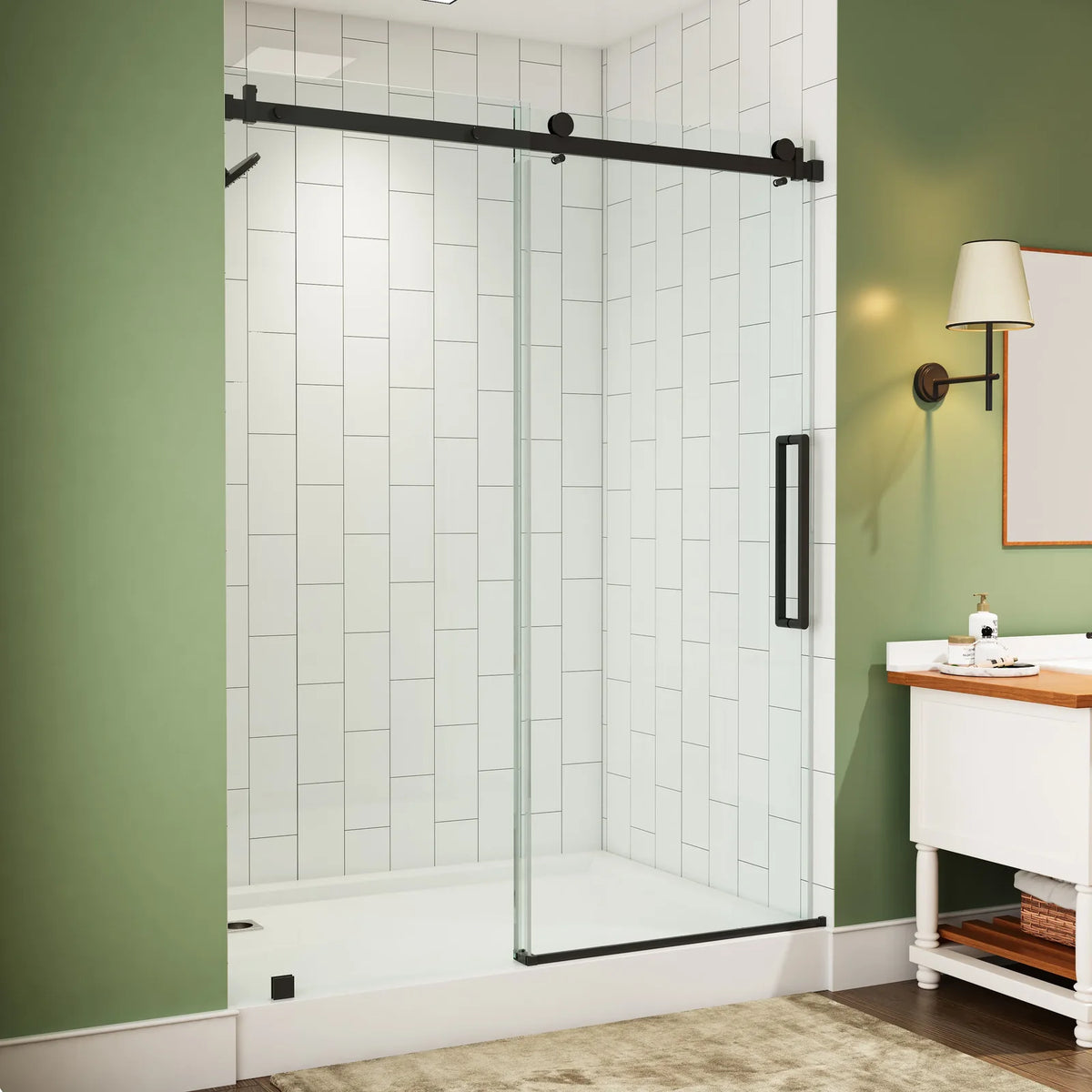 TE6076-MB Frameless Sliding Shower Door