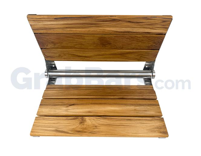 Teak Designer Wall Mounted Folding Shower Seat (No Auto-Rise)