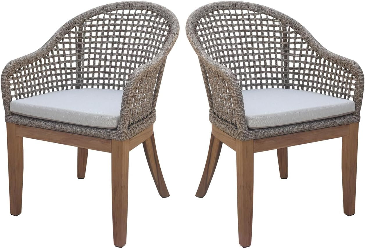 Outdoor 7 Piece Teak Patio Furniture Set with a Table and 6 Chairs