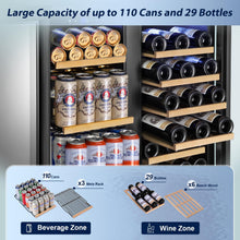 30" Dual Zone Wine and Beverage Refrigerator Quiet Black