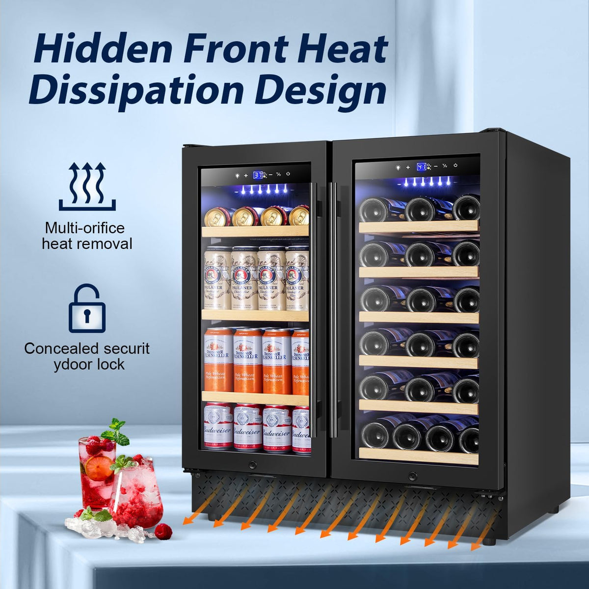 30" Dual Zone Wine and Beverage Refrigerator Quiet Black
