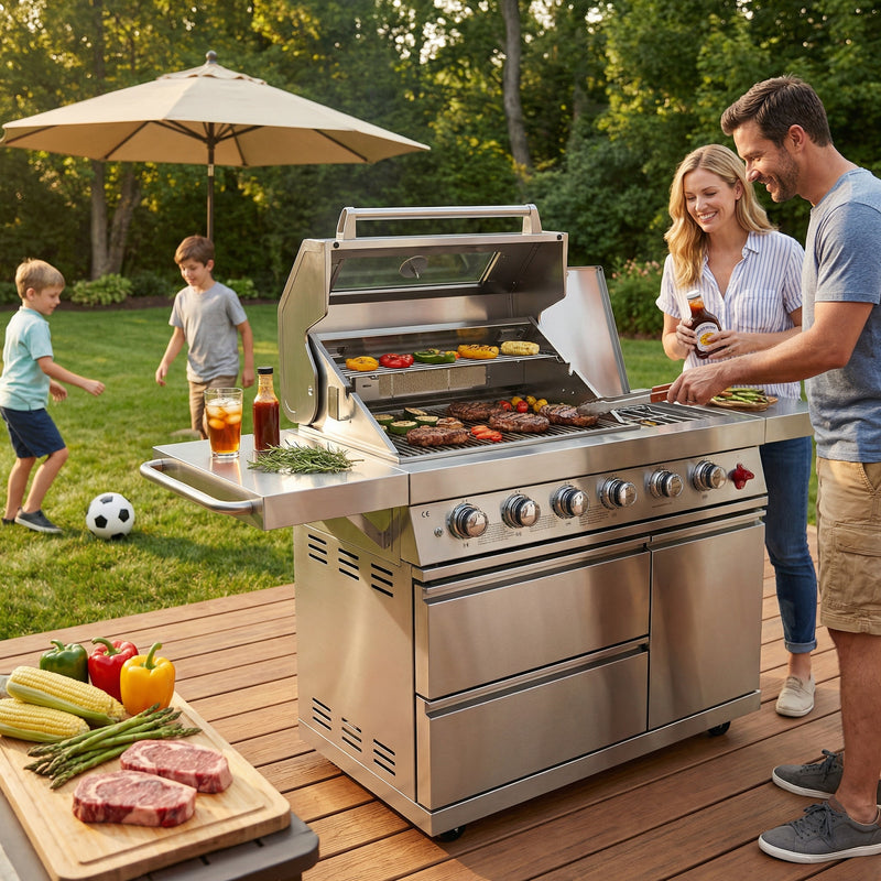 6-Burner 75,300 BTU Stainless Steel Outdoor Kitchen Gas Grill