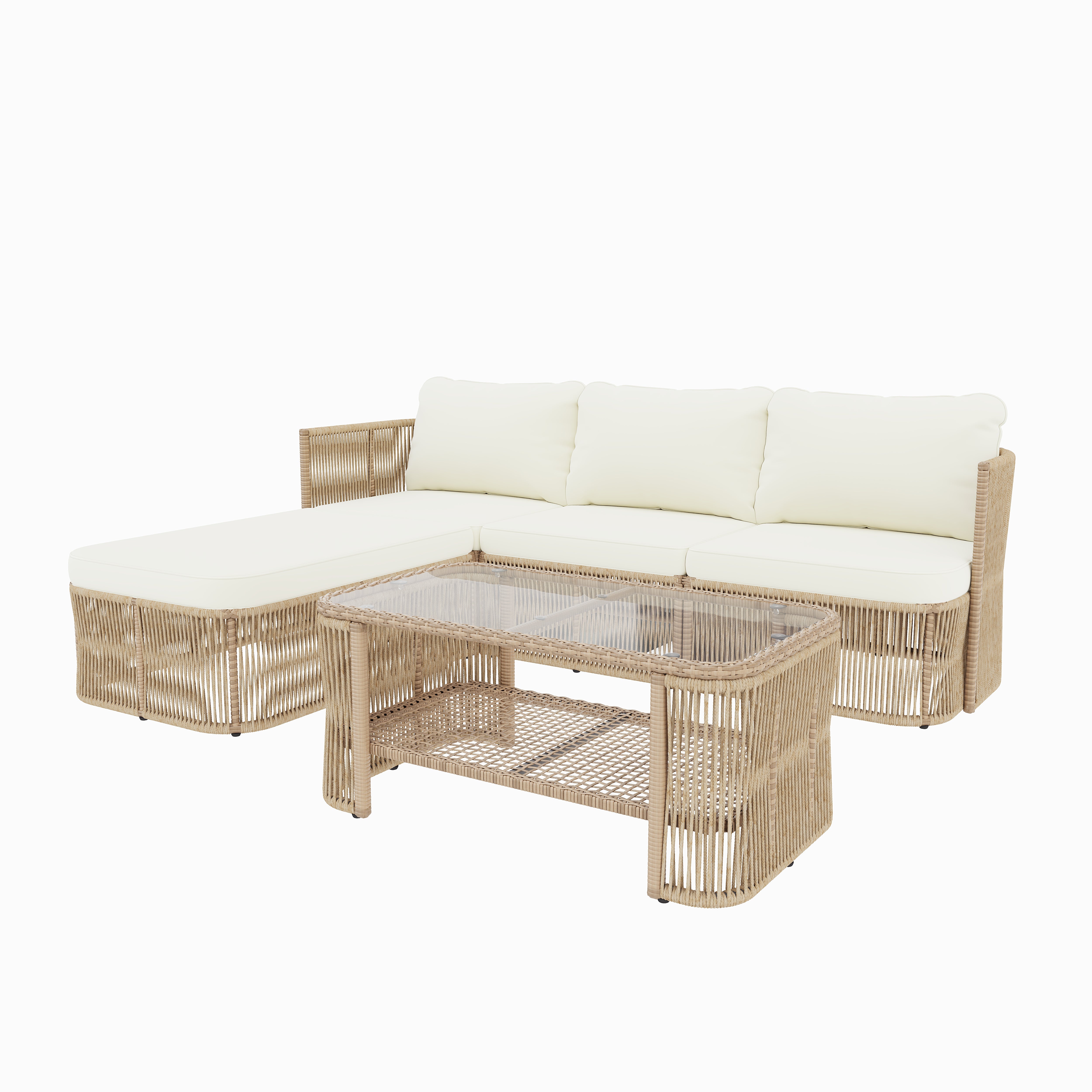 Outdoor PE Rattan Patio Furniture Set with Coffee Table