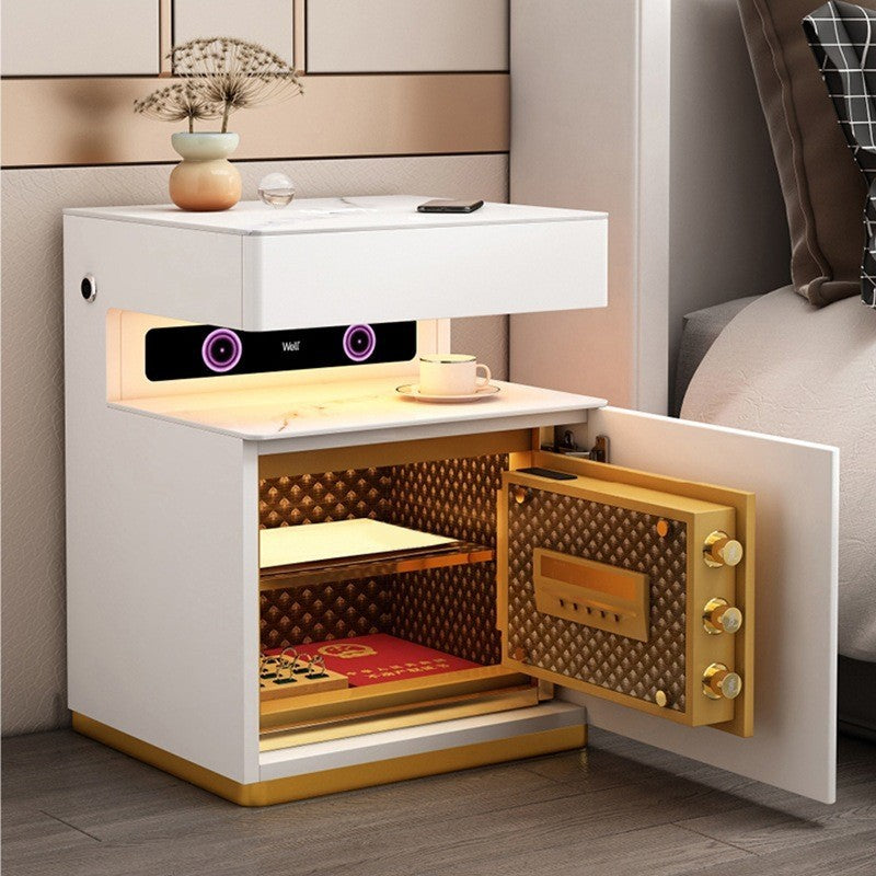 Smart Bedside Table with Speakers, Wireless Charging and Fingerprint-Lock Safe