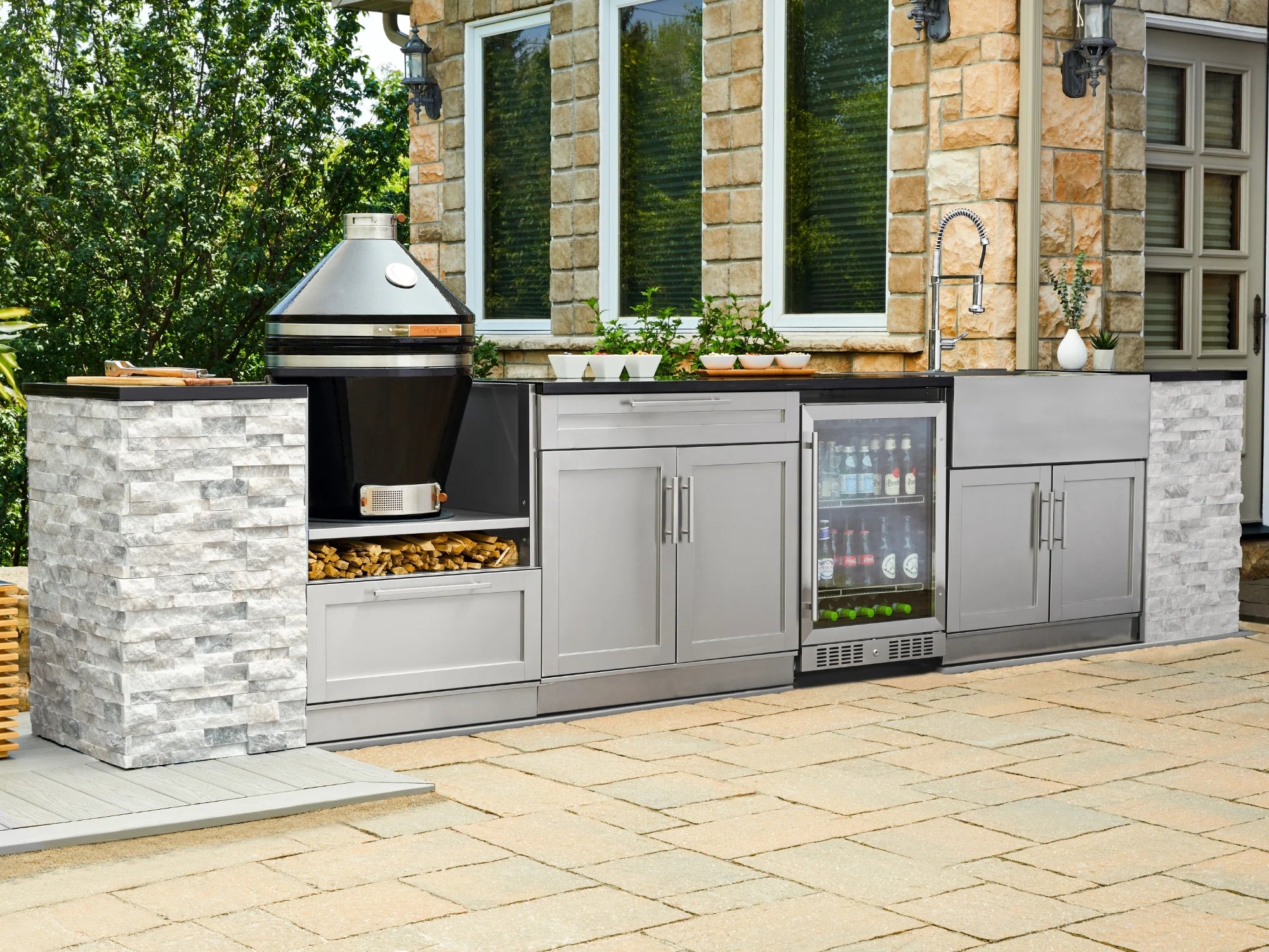 Signature Series 8PC Custom Outdoor Kitchen · 304 Stainless Steel · Shaker Door