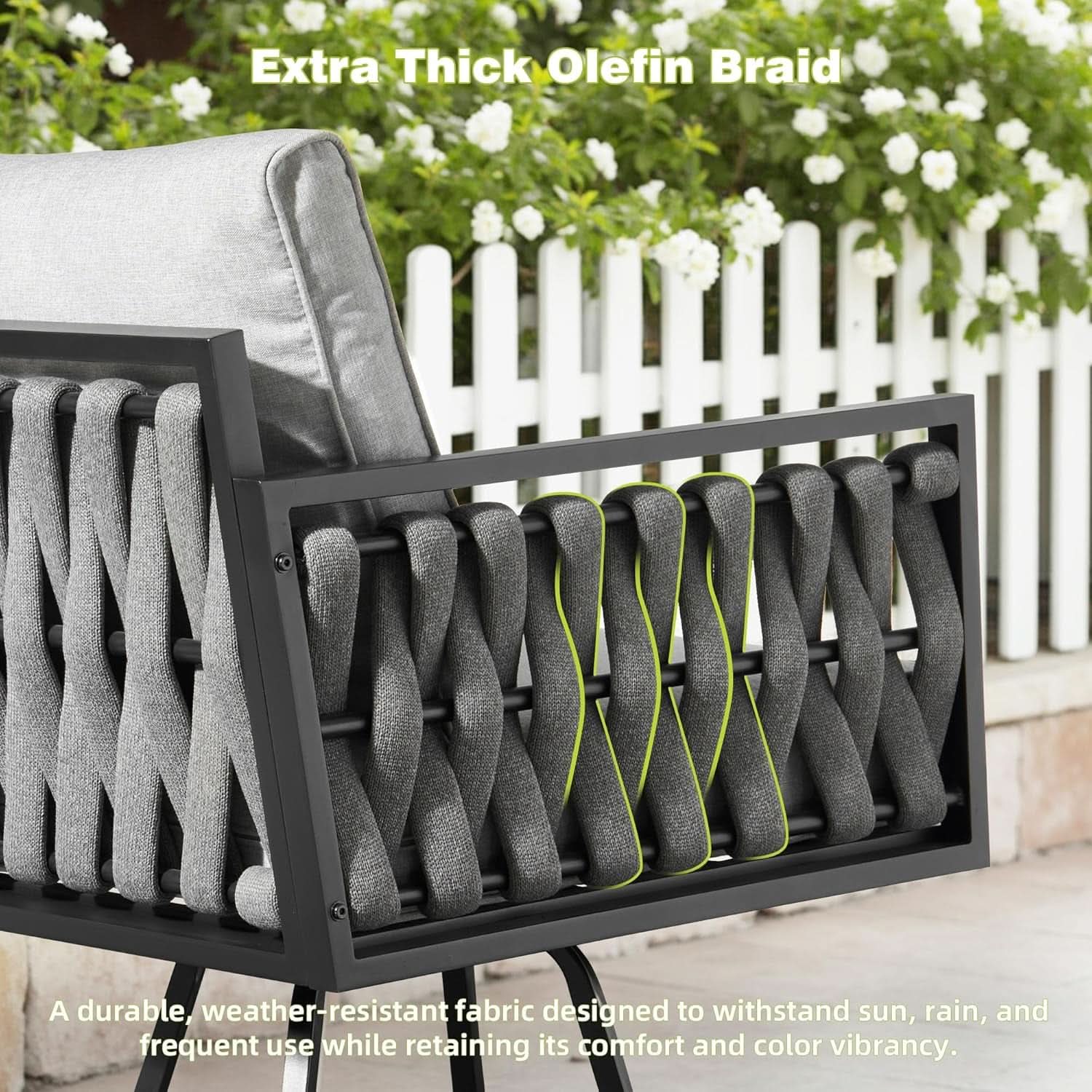 Outdoor Patio Furniture Set with Swivel Rocking Chair and Table