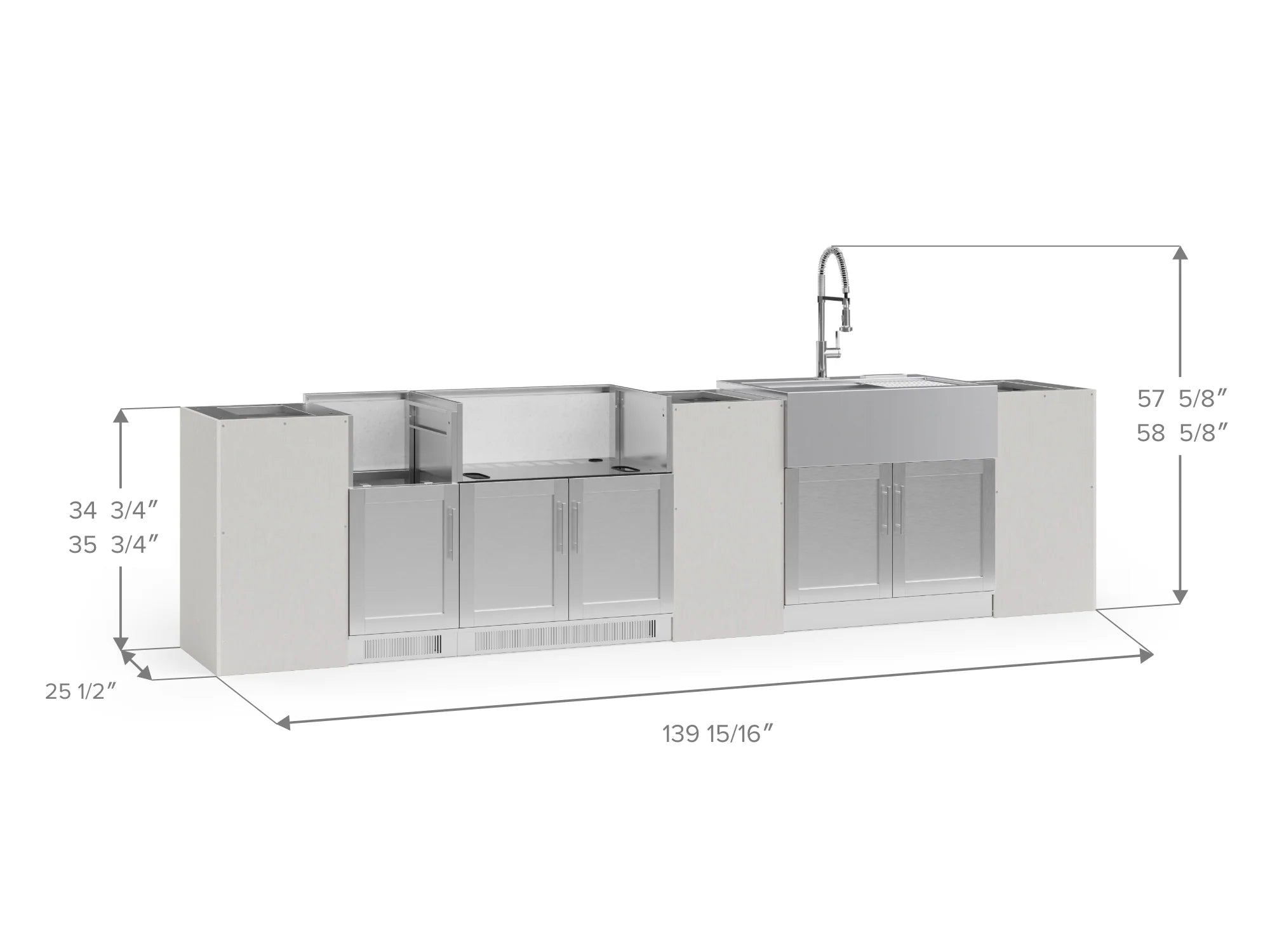 Signature Series 8PC Custom Outdoor Kitchen · 304 Stainless Steel · Shaker Door
