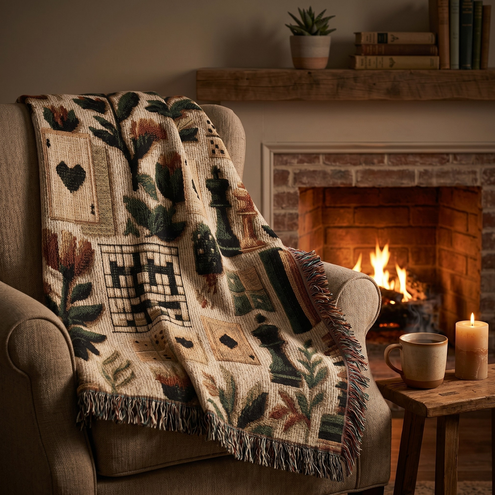Game Night Woven Throw Blanket
