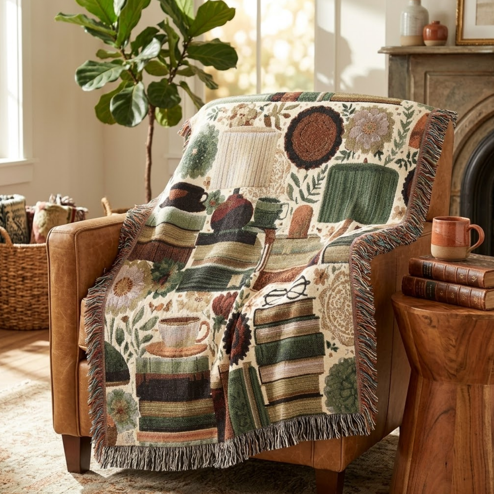 Book Lover's Retreat Woven Throw Blanket