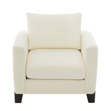 Modern Beige Chenille Accent Chair with Rubberwood Legs