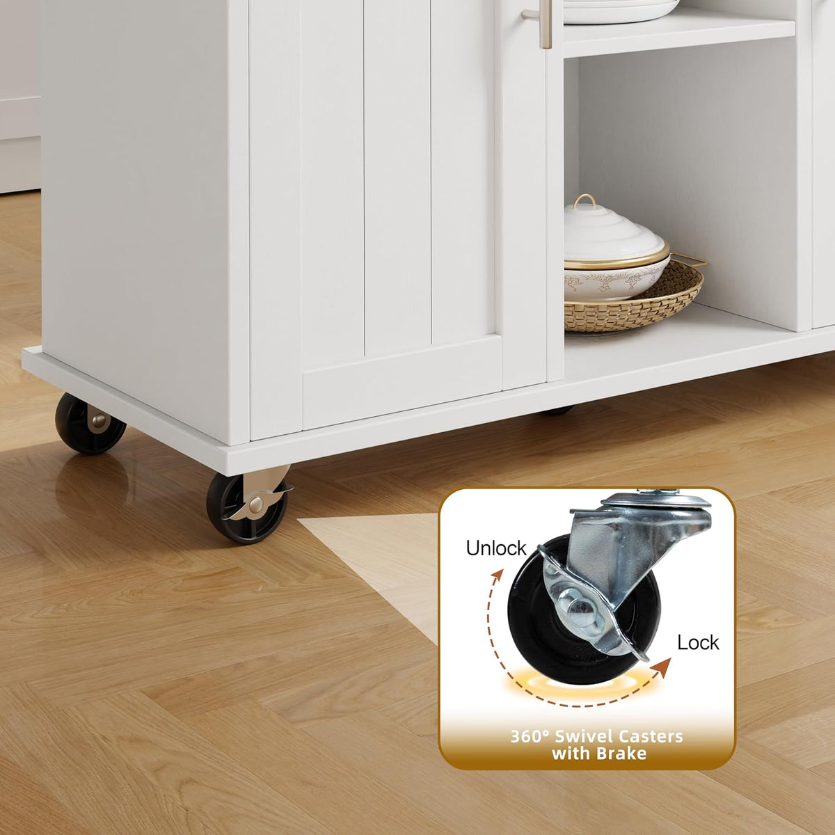 Island Table for Kitchen with Storage, Portable Kitchen Island Cart with Drop Leaf, Rolling Kitchen Island Table with Drawer, Cabinet & Towel Rack, Farmhouse Kitchen Island, White