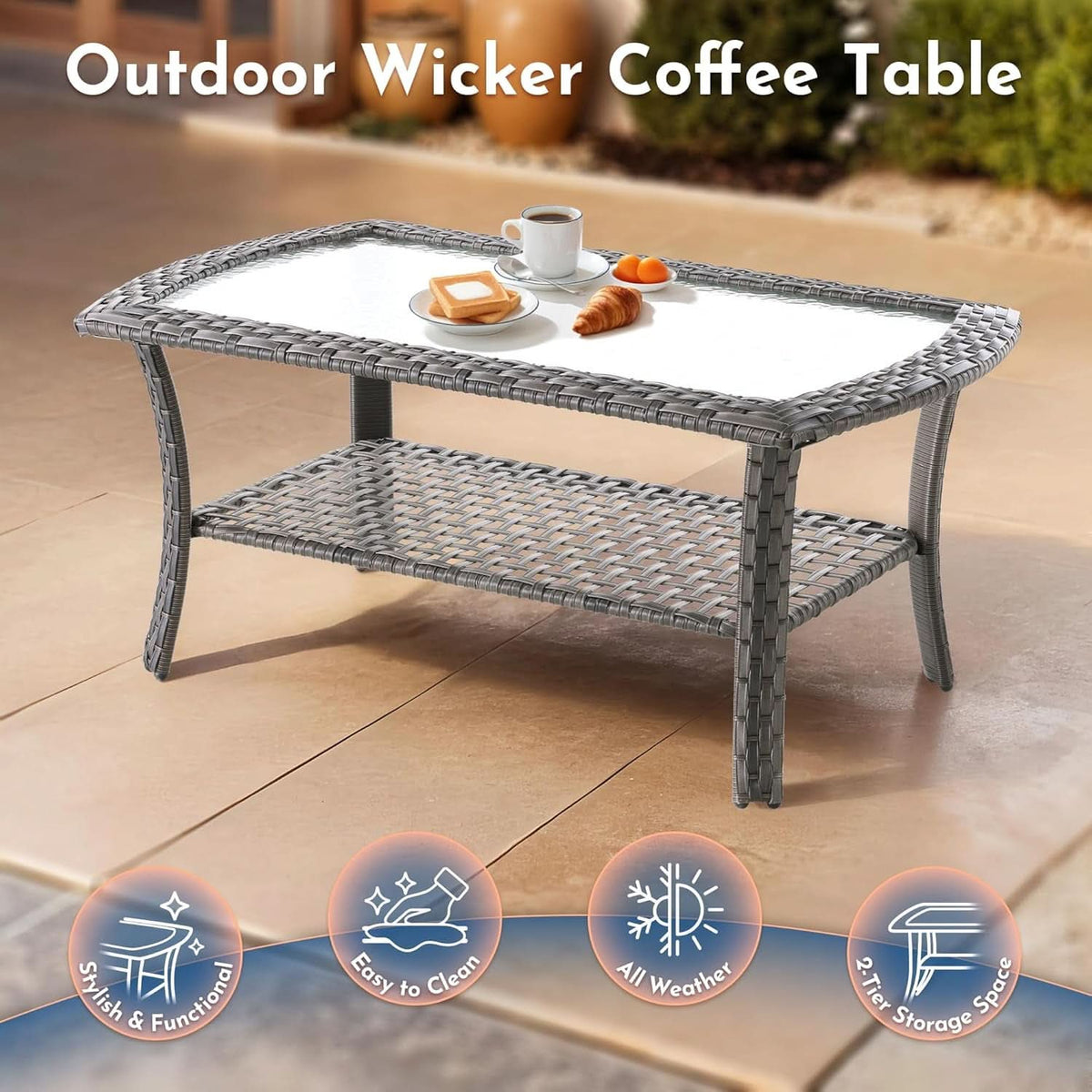 5-Piece Outdoor Patio Furniture Set with Swivel Rocker Chairs