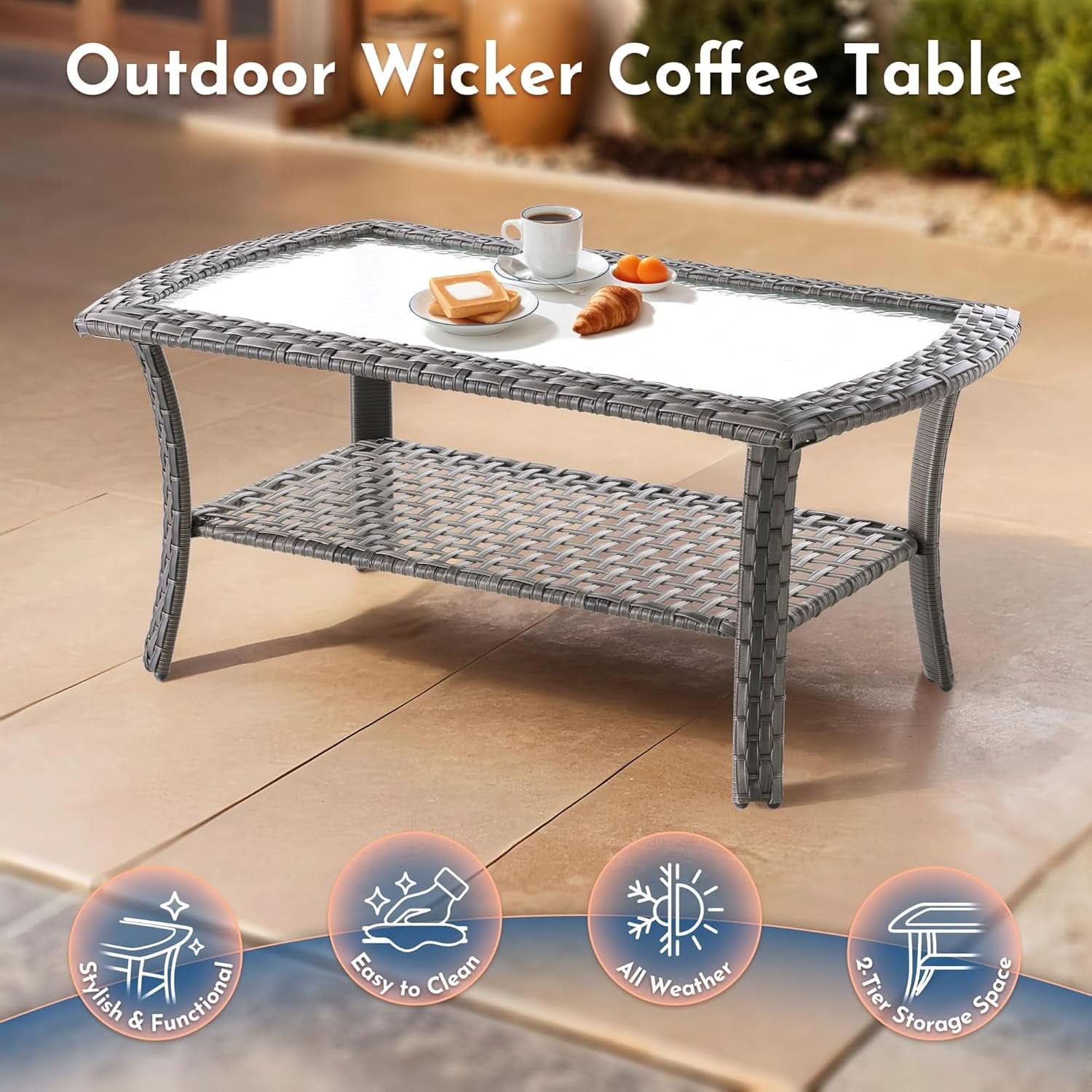 5-Piece Outdoor Patio Furniture Set with Swivel Rocker Chairs