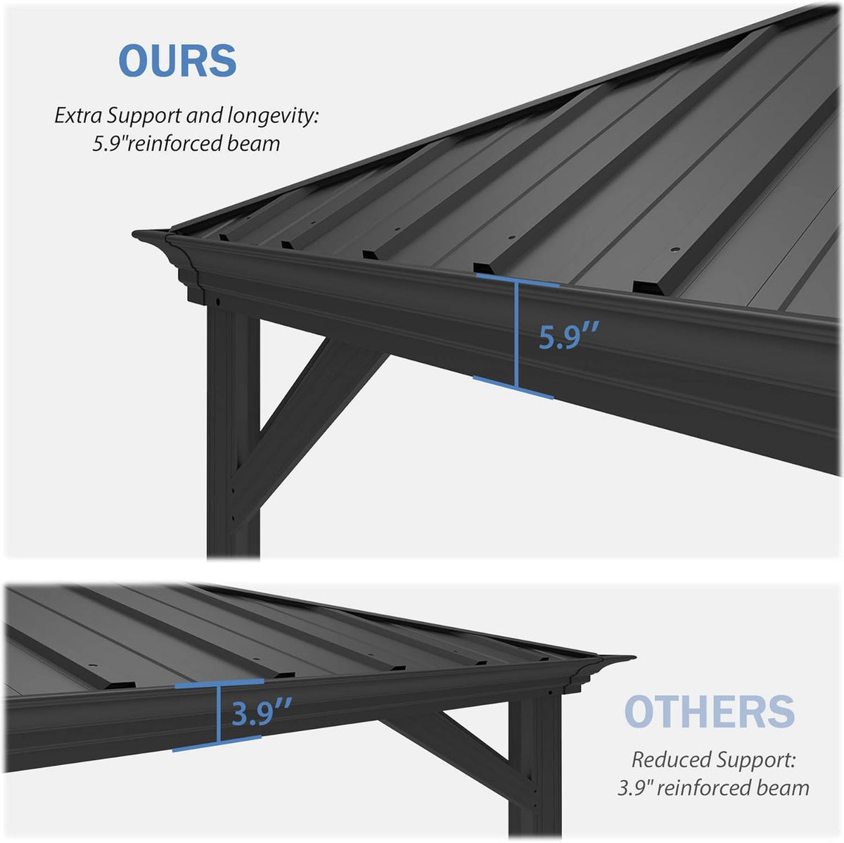 12 × 24 FT Outdoor Gazebo with Galvanized Steel Double Roof