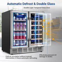 Wine and Beverage Refrigerator 30 Inch, Upgrade Dual Zone Wine Cooler, 30'' Wine Beverage Fridge Built in or Freestanding under Counter Large Capacity Glass Door Advanced Cooling System