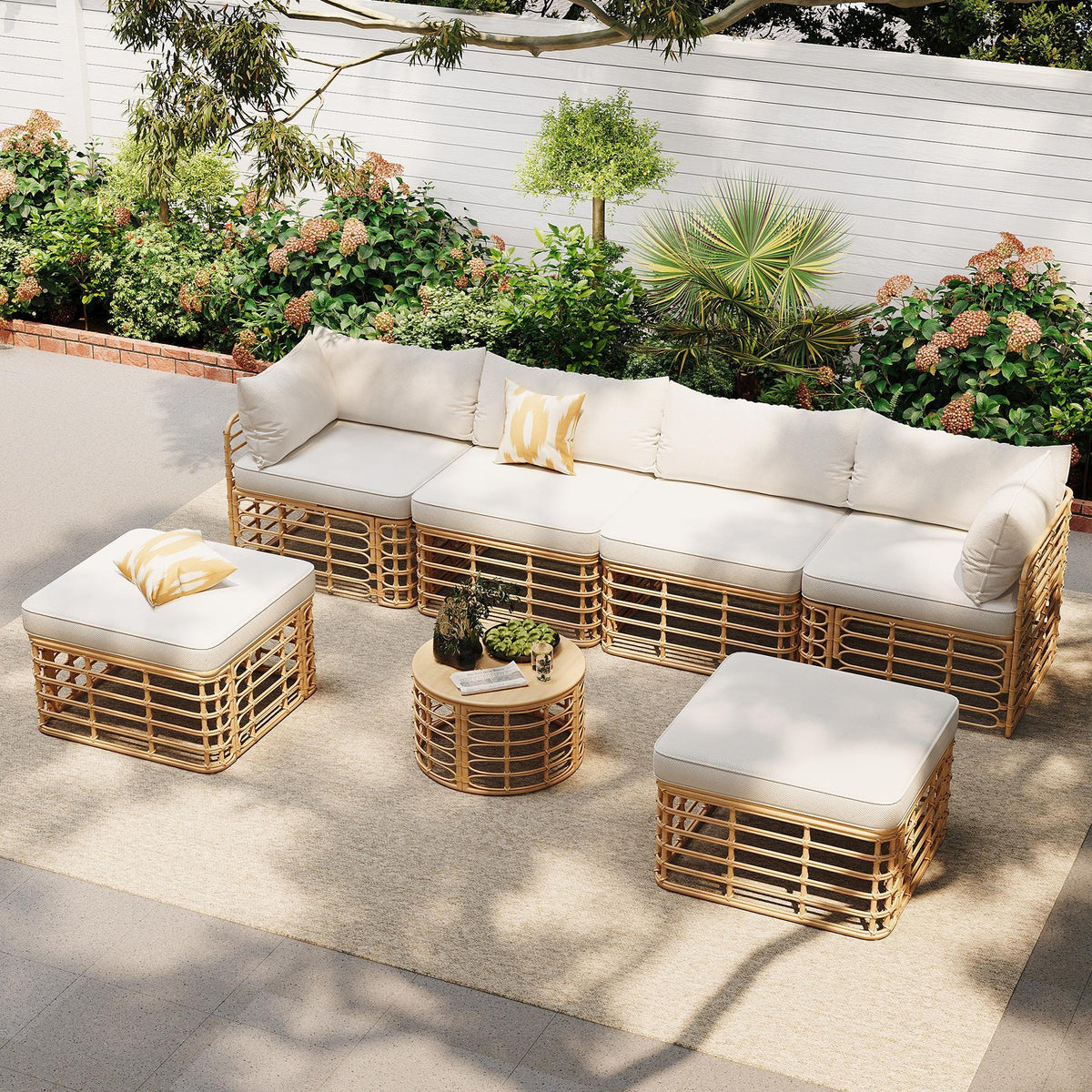 7-Piece All-Weather Rattan Patio Sectional Set