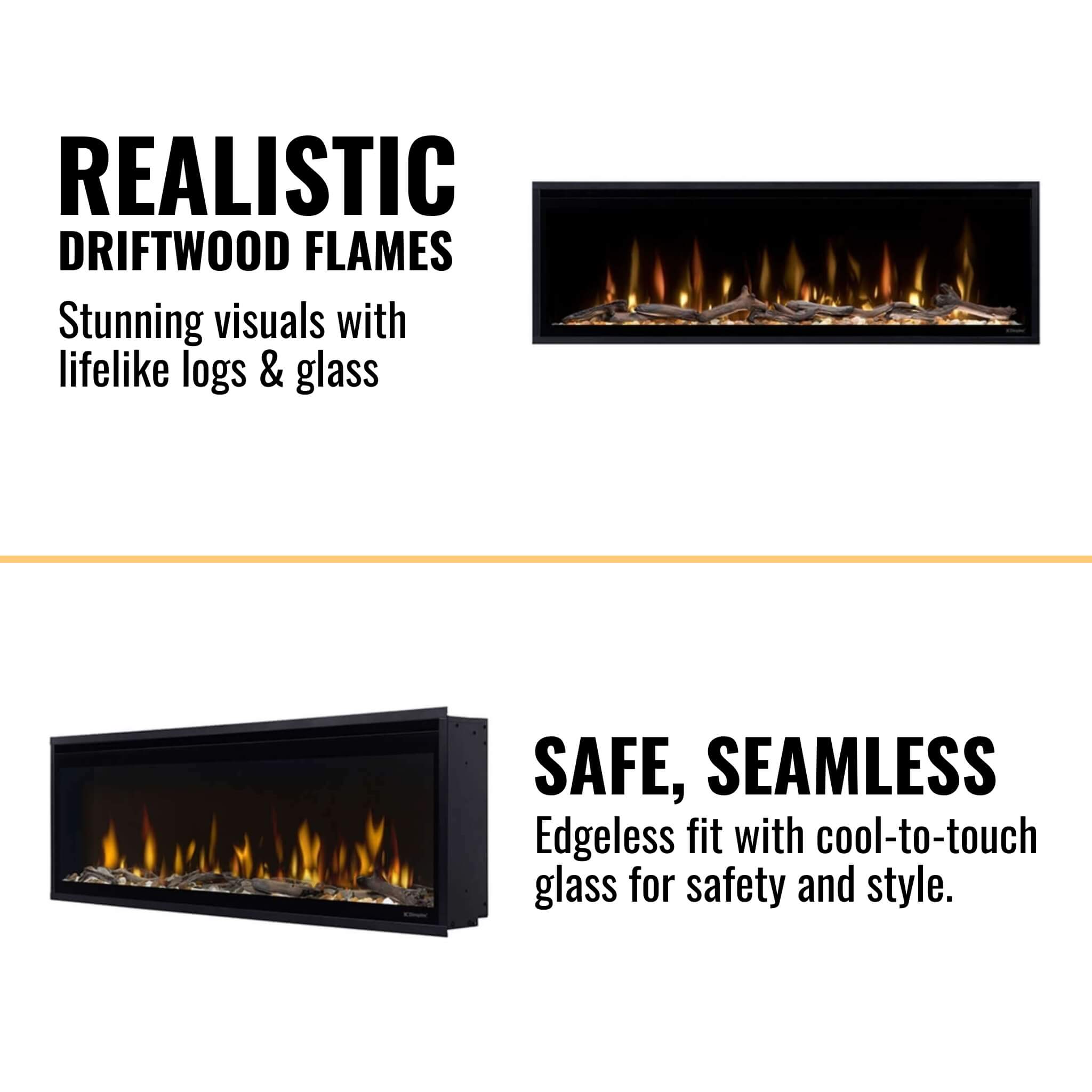 50-Inch Premium Built-In Linear Electric Fireplace with Trim Kit