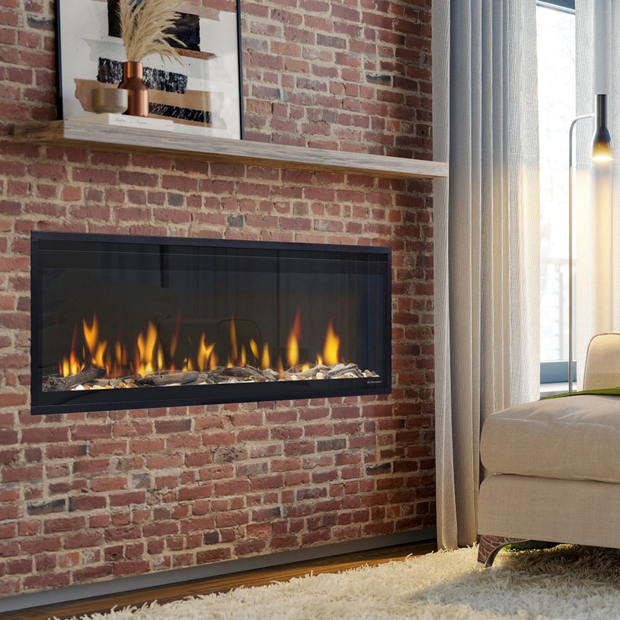 50-Inch Premium Built-In Linear Electric Fireplace with Trim Kit