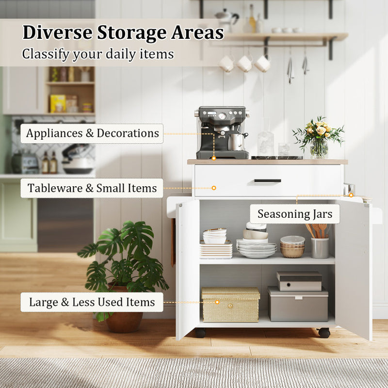 Kitchen Island Cart Rolling Kitchen Storage Island with Drawer