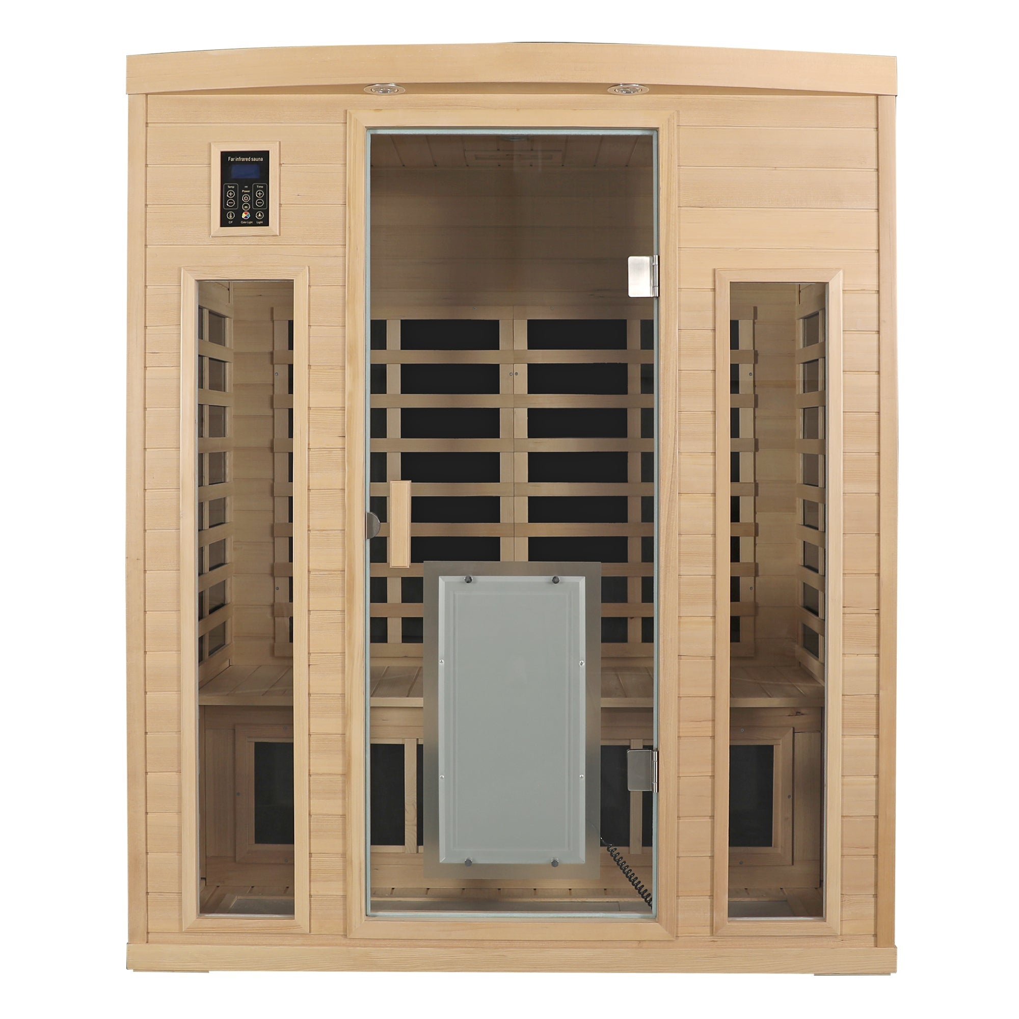 3-Person Low EMF Far Infrared Indoor Sauna with Hemlock Wood & Heated Glass Door