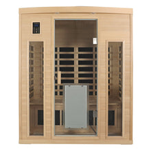 3-Person Low EMF Far Infrared Indoor Sauna with Hemlock Wood & Heated Glass Door