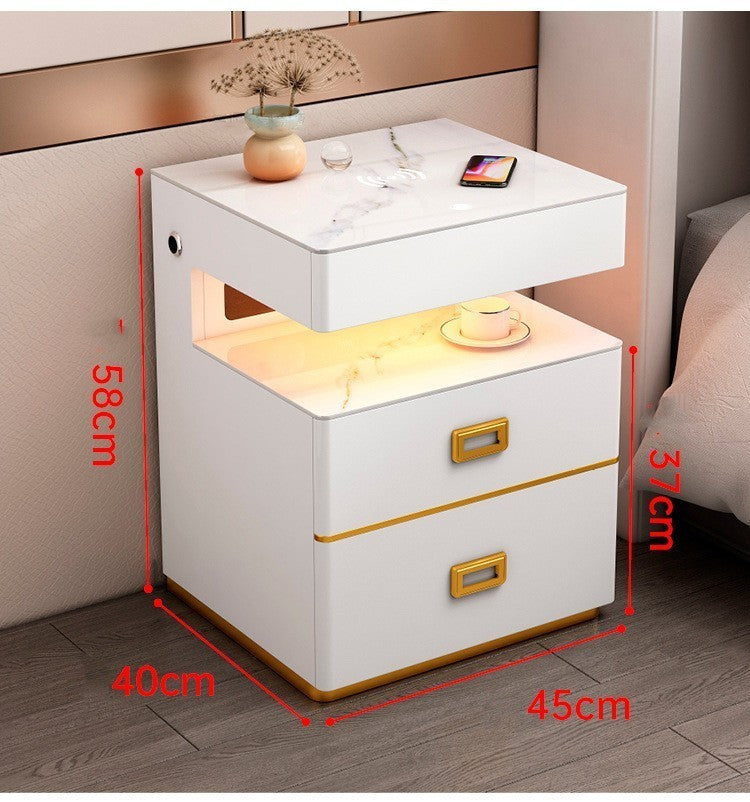Smart Bedside Table with Speakers, Wireless Charging and Fingerprint-Lock Safe