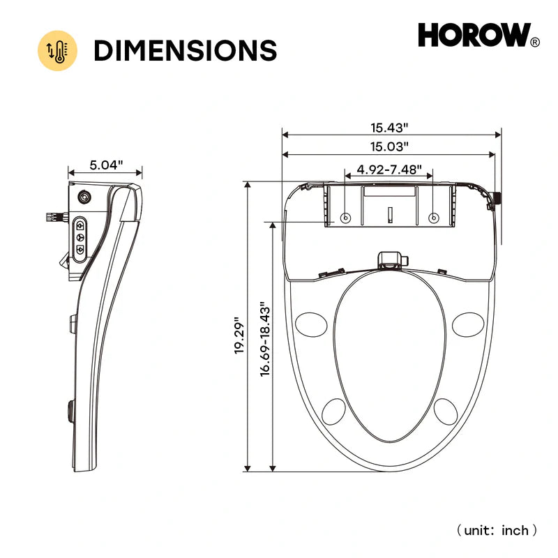 HOROW Bidet Toilet Seat With Heated Seat Dryer bidet Model B0503