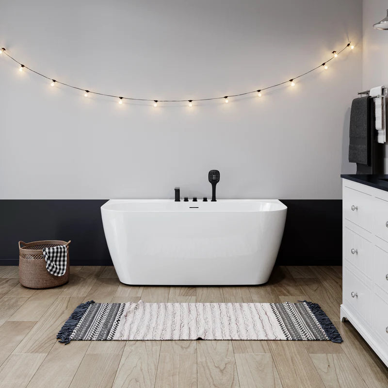 59 Inch Acrylic Back to Wall Tub with Faucet and Shower Head Model SU59-MB