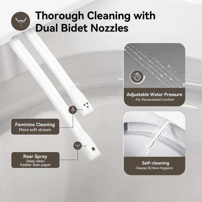 HOROW T30-NE 10-Inch Rough-In Non-Electric Bidet Toilet