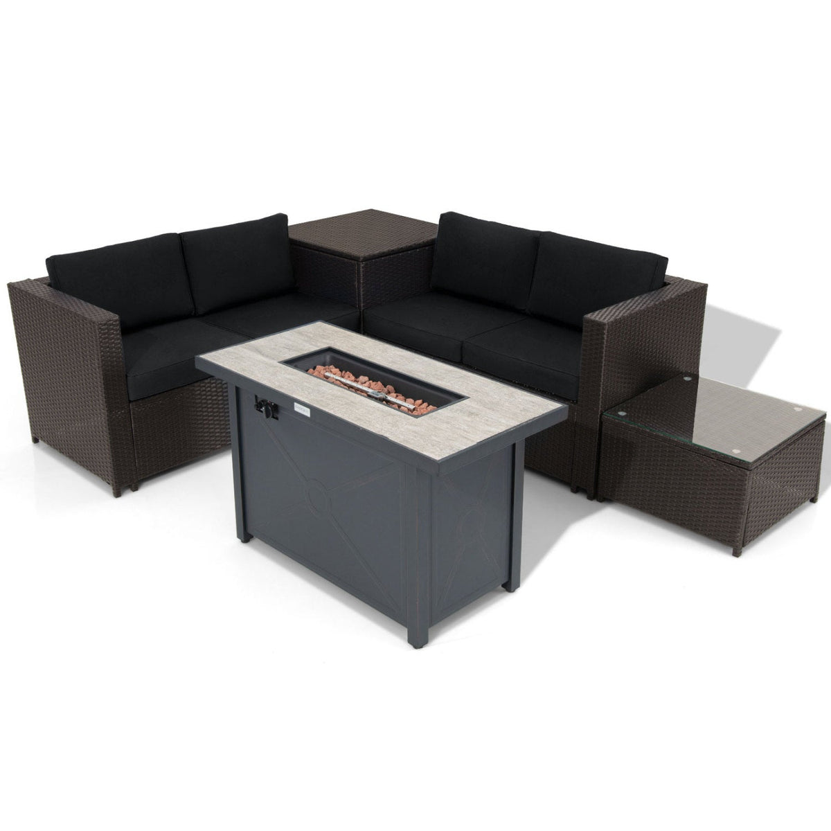 5-Piece Patio Furniture Set with 60,000 BTU Propane Fire Pit Table